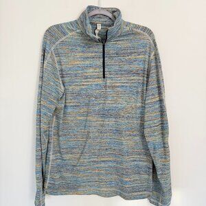 🔥 **Lululemon Metal Vent Tech 1/2 Zip Long Sleeve – Space Dye Blue – Size L**